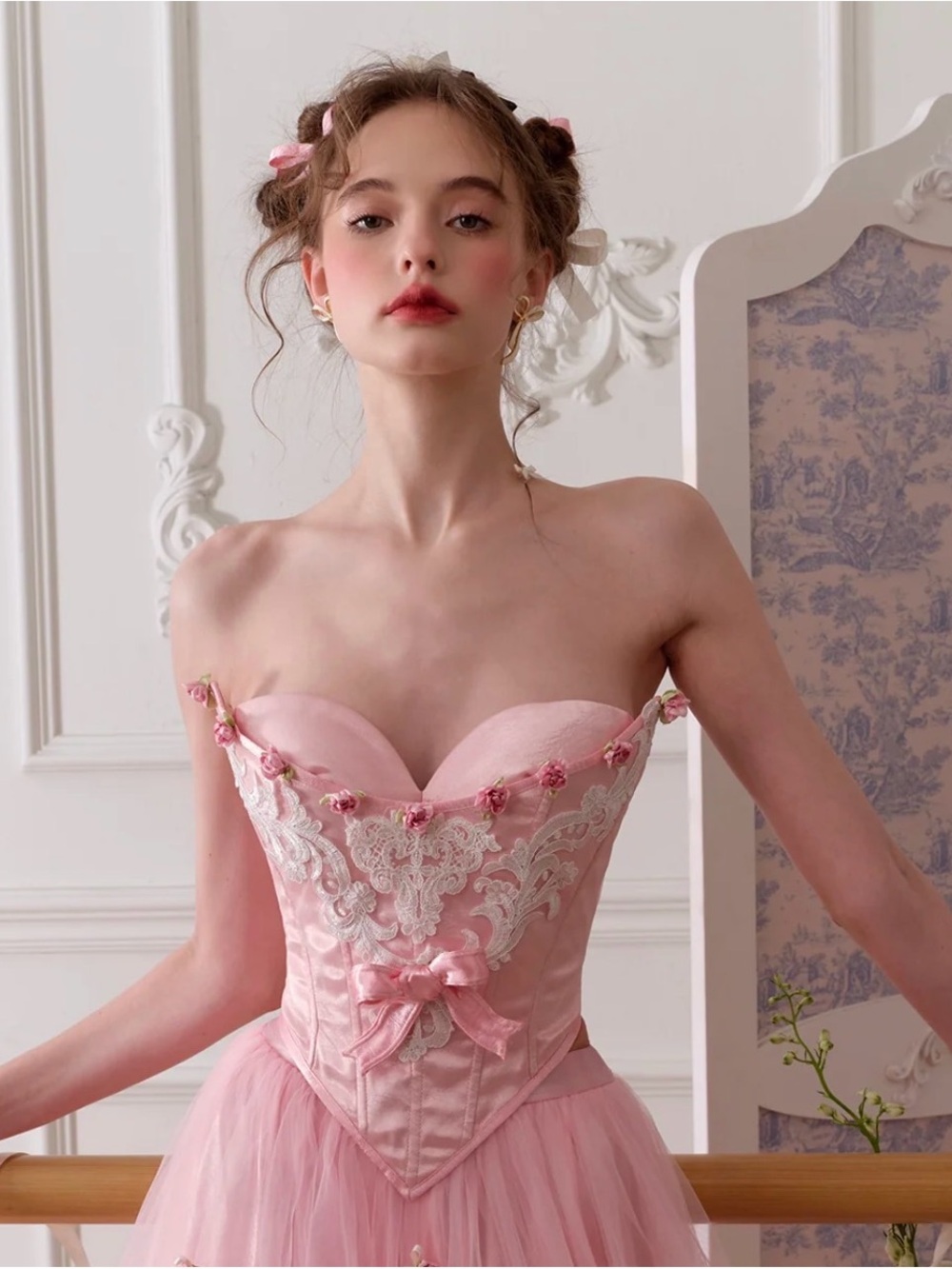 SOLD****Lace Made corset Barbie Genevieve color pink